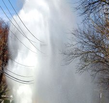 gushing fire hydrant