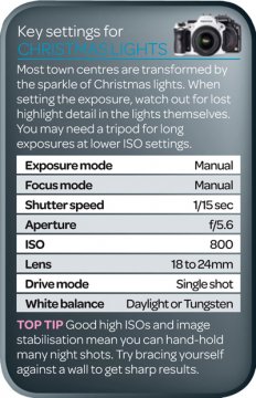 How to photograph Christmas lights: free photography cheat sheet