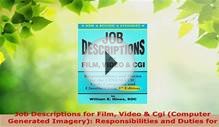 Read Job Descriptions for Film Video Cgi Computer